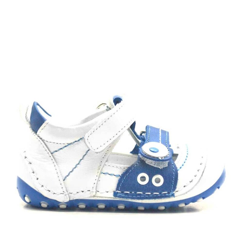 حذاء نينو الصيفي من الجلد الطبيعي باللون الأزرق مع شريط فيلكرو - 2