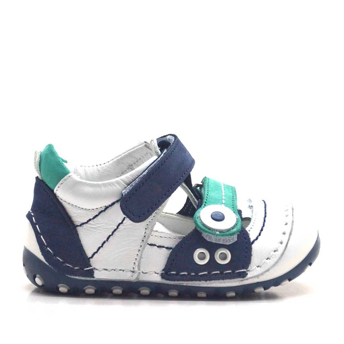 حذاء نينو الصيفي ذو الجلد الطبيعي باللون الأزرق الداكن المزود بشريط فيلكرو - 2