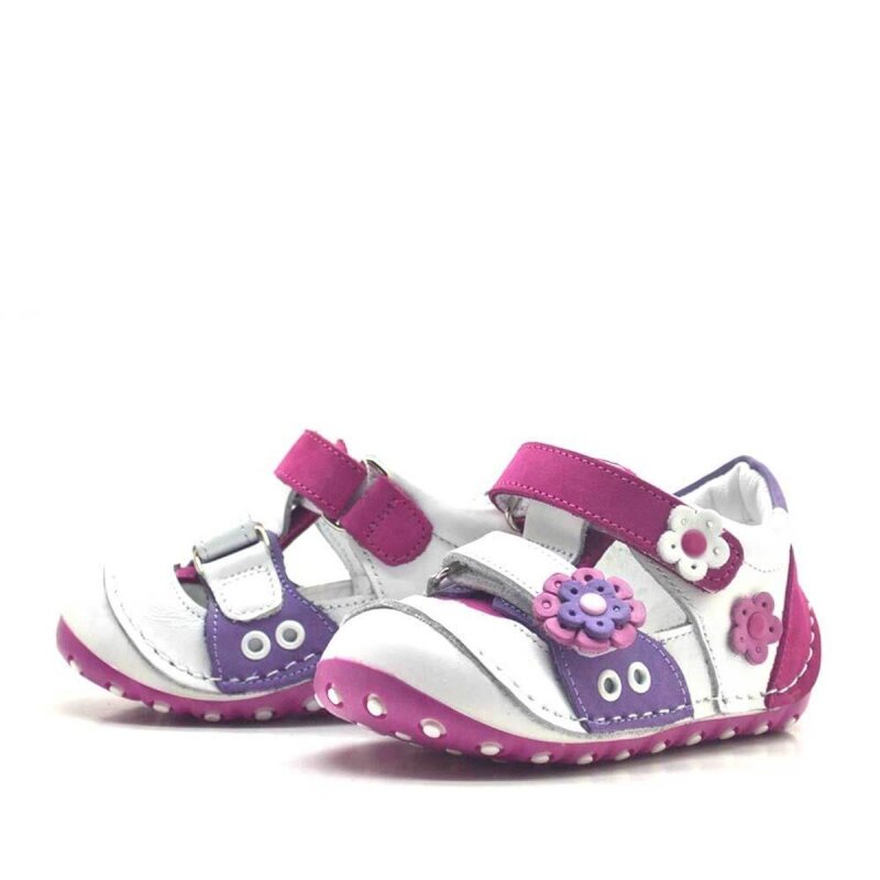 حذاء نينو الصيفي من الجلد الطبيعي باللون الوردي مع شريط فيلكرو للخطوة الأولى - 3