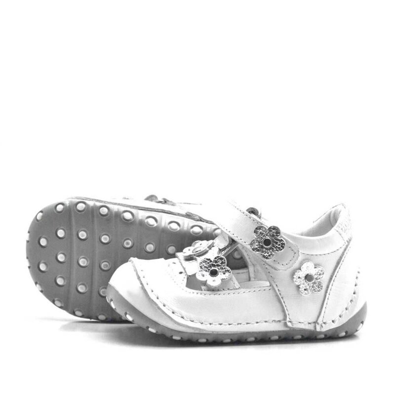 حذاء نينو الصيفي التشريحي من الجلد الطبيعي باللون الأبيض والفضي - 4