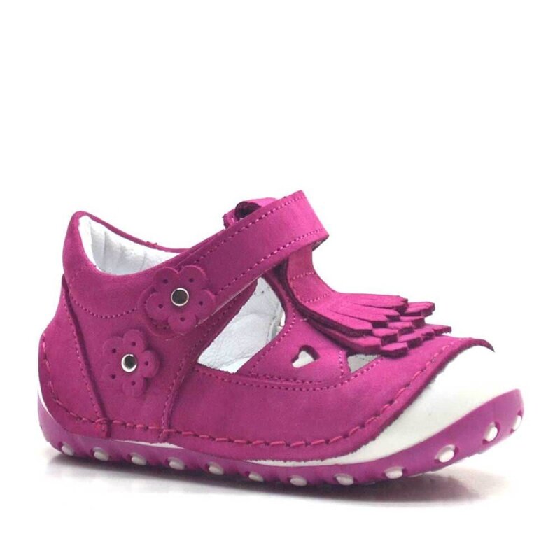 Genuine Leather Tassel Pink Velcro Summer First Steps Shoes - Nino