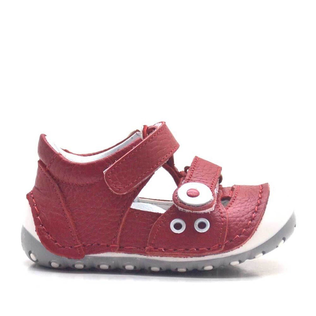 حذاء نينو الصيفي من الجلد الطبيعي باللون الأحمر مع شريط فيلكرو - 2