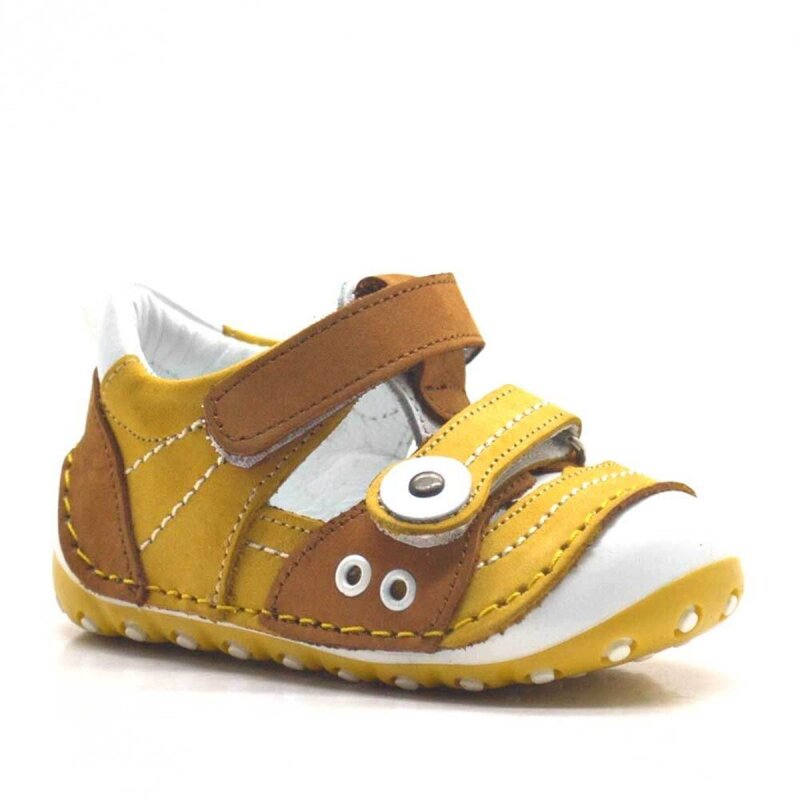 Nino Genuine Leather Yellow Nubuck Velcro Summer First Steps Shoes - Nino