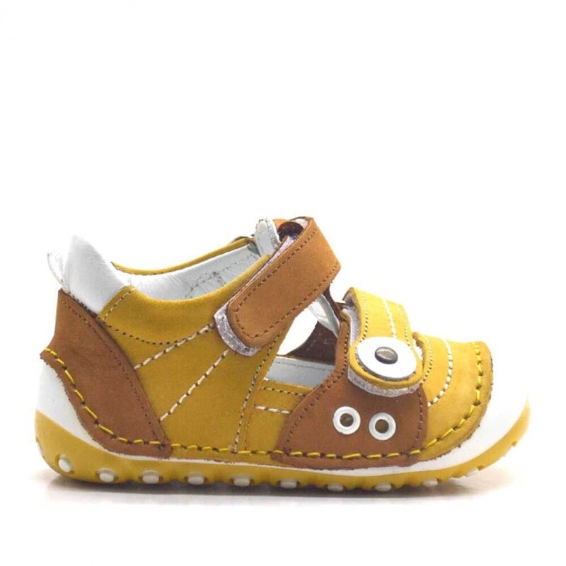 Nino Hakiki Deri Sarı Nubuk Cırtlı Yazlık İlk Adım Ayakkabı - 2