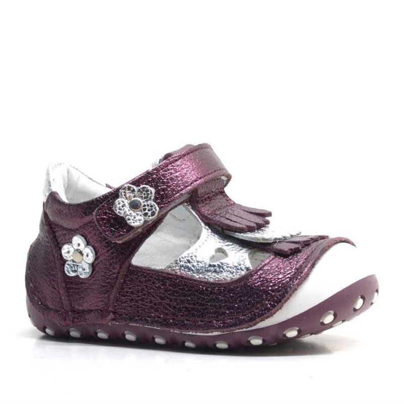 Genuine Leather Tassel Burgundy Velcro Summer First Step Shoes - Nino