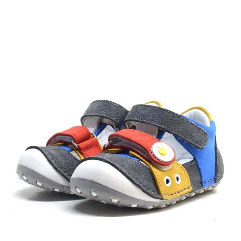 حذاء نينو الصيفي المصنوع من الجلد الطبيعي الملون المزود بشريط فيلكرو - 3