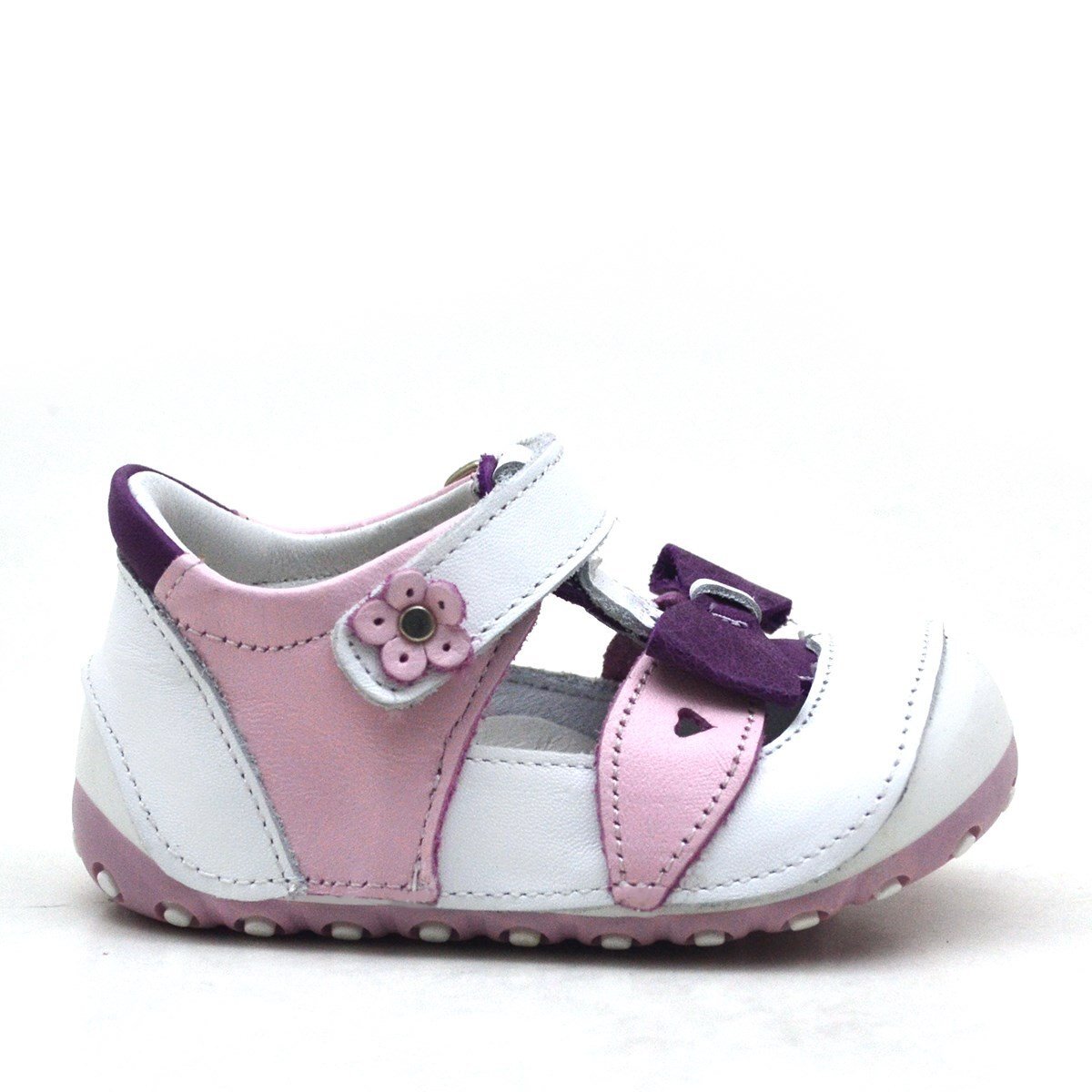 حذاء نينو الصيفي الوردي المصنوع من الجلد الطبيعي بشريط فيلكرو للخطوة الأولى - 2