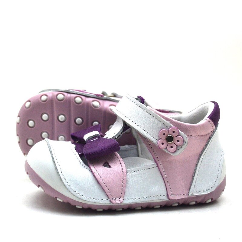 حذاء نينو الصيفي الوردي المصنوع من الجلد الطبيعي بشريط فيلكرو للخطوة الأولى - 3