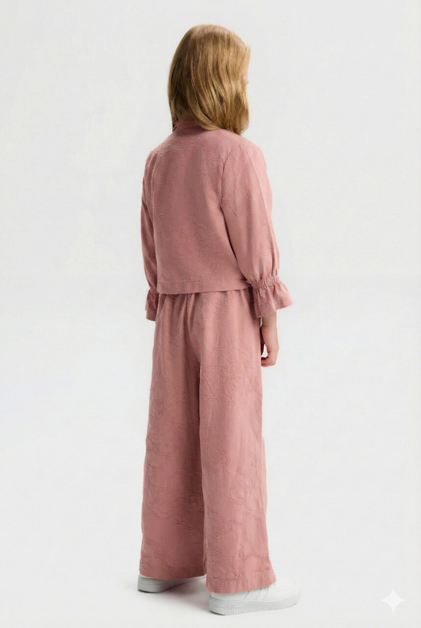 Kız Çocuk 3'lü Alt Üst Kombin Takmı 4-8 Yaş SET0510 Gül Kurusu - 2