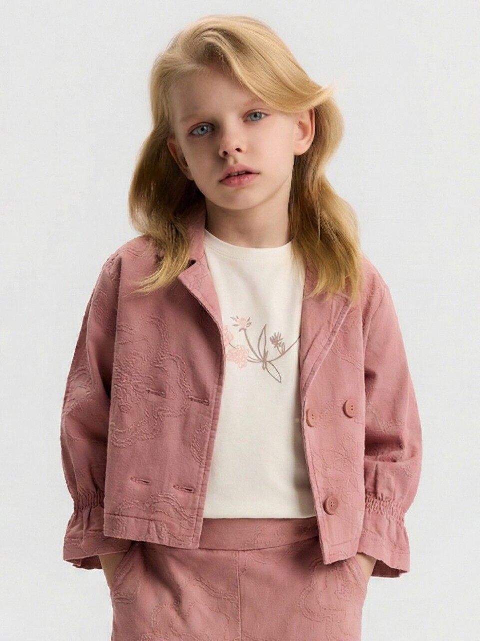 Kız Çocuk 3'lü Alt Üst Kombin Takmı 4-8 Yaş SET0510 Gül Kurusu - 3