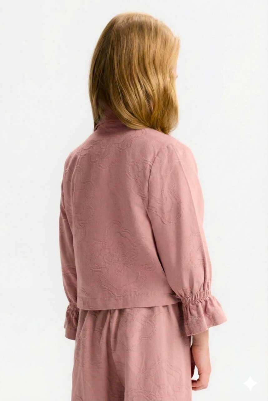 Kız Çocuk 3'lü Alt Üst Kombin Takmı 4-8 Yaş SET0510 Gül Kurusu - 4