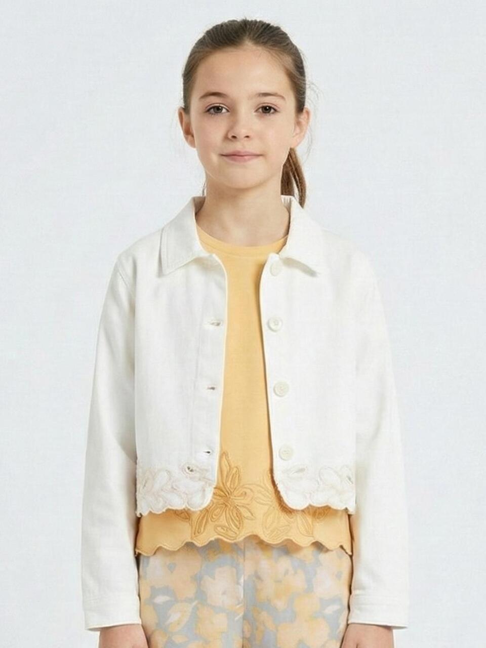 Kız Çocuk Ceket 8-14 Yaş 31305 Krem - 1
