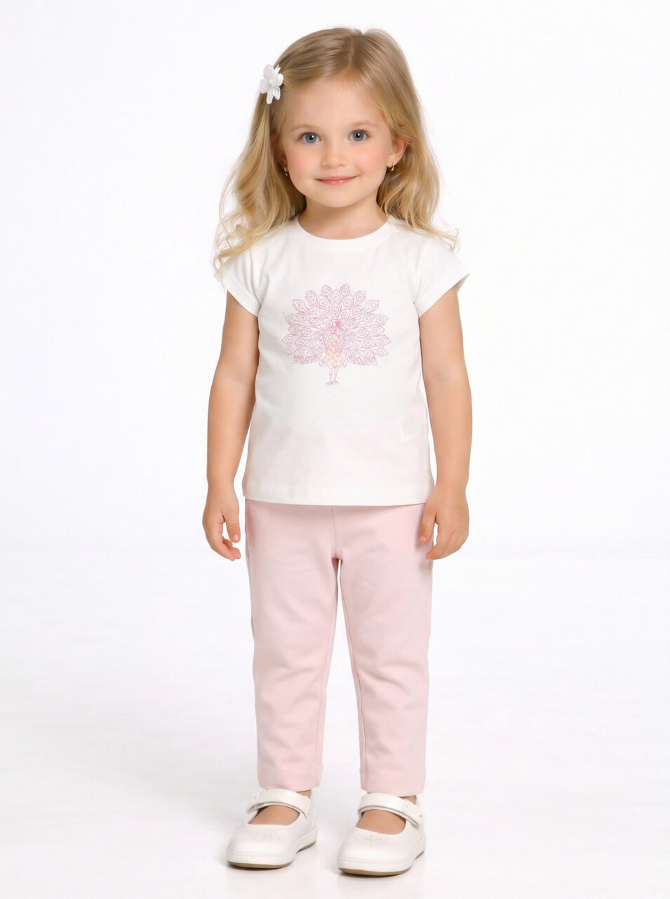 Kız Çocuk 3'lü Alt Üst Kombin Takmı 1-4 Yaş SET0518 Pudra - 3