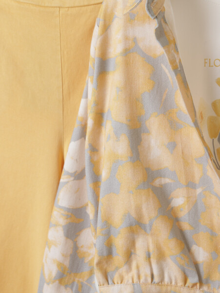 Kız Çocuk 3'lü Alt Üst Kombin Takmı 8-14 Yaş SET0502 Sarı - 9