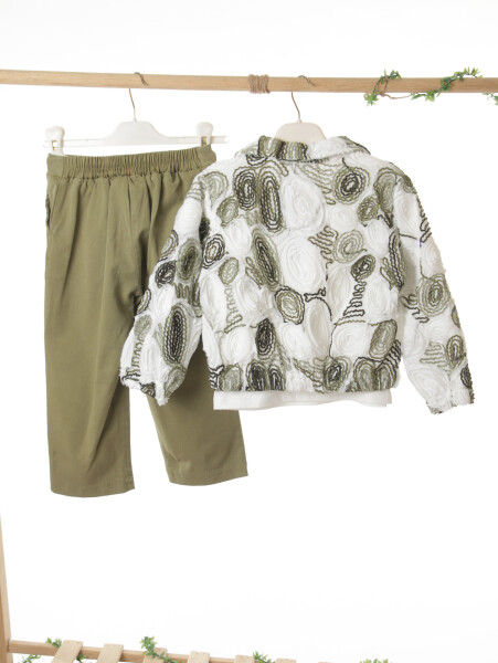 Kız Çocuk 3'lü Alt Üst Kombin Takmı 4-8 Yaş SET0512 Yeşil - 6