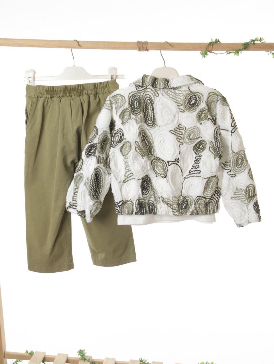 Kız Çocuk 3'lü Alt Üst Kombin Takmı 4-8 Yaş SET0512 Yeşil - 6