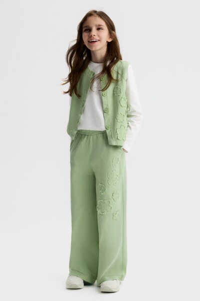 Kız Çocuk 3'lü Alt Üst Kombin Takım 8-14 Yaş SET0525 Yeşil - NK KİDS