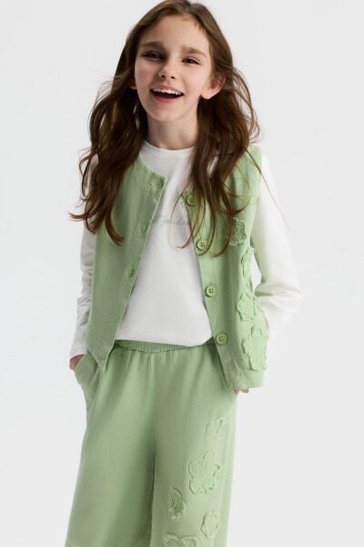 Kız Çocuk 3'lü Alt Üst Kombin Takım 8-14 Yaş SET0525 Yeşil - 3