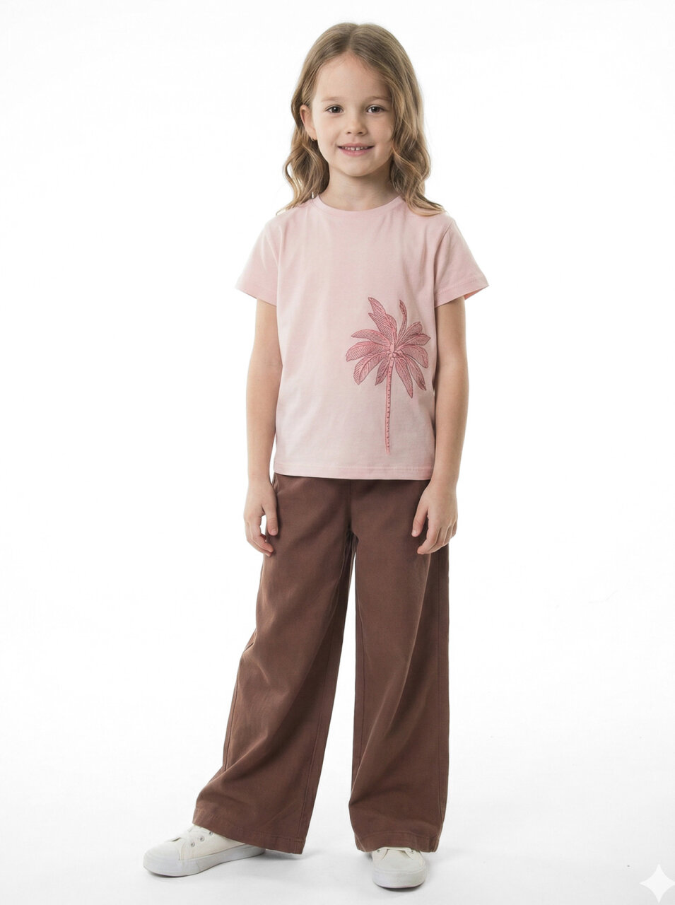 Kız Çocuk 3'lü Alt Üst Kombin Takmı 8-14 Yaş SET0505 Kahverengi - 3