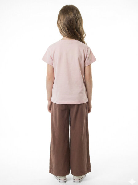 Kız Çocuk 3'lü Alt Üst Kombin Takmı 8-14 Yaş SET0505 Kahverengi - 4