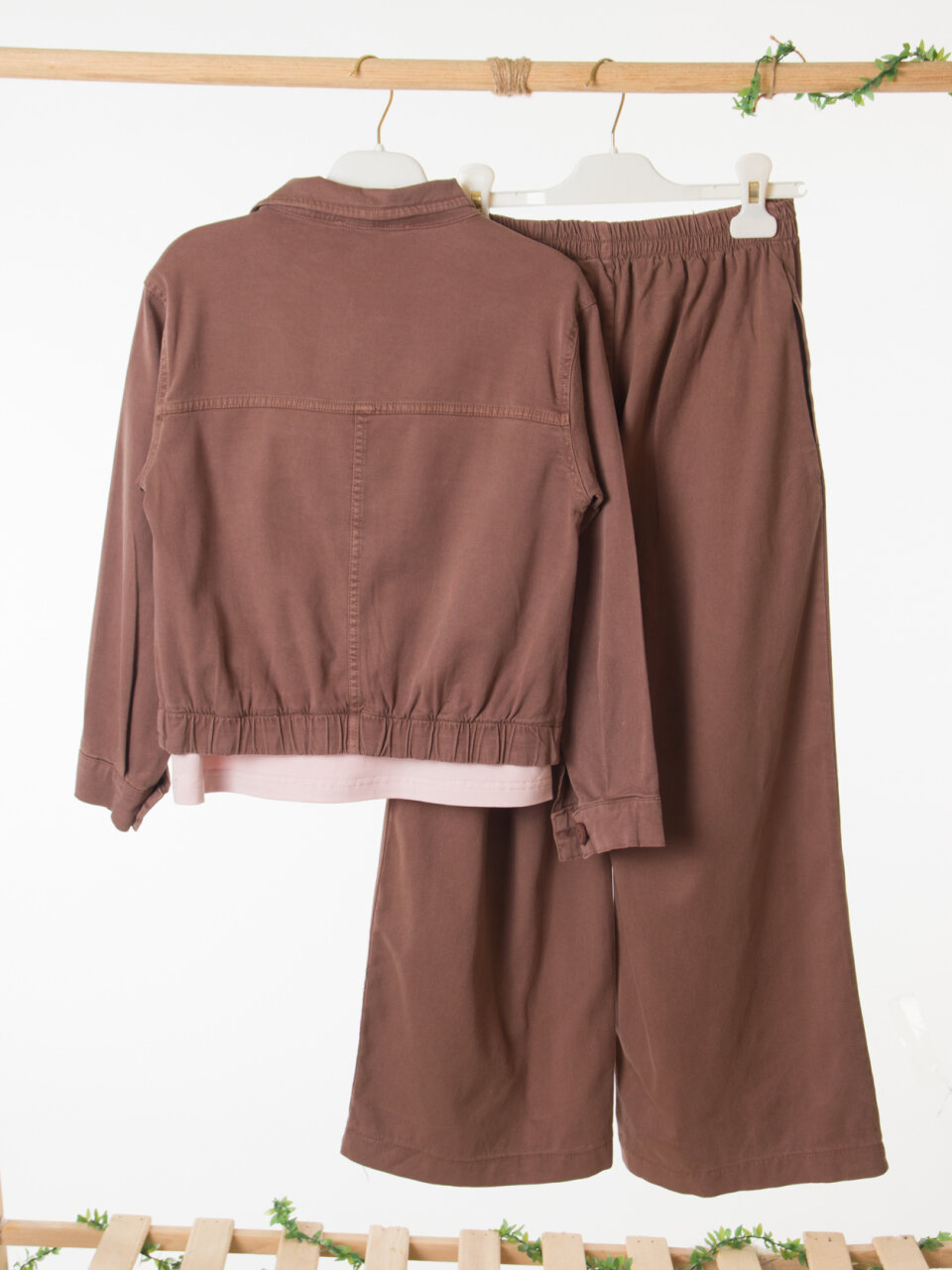 Kız Çocuk 3'lü Alt Üst Kombin Takmı 8-14 Yaş SET0505 Kahverengi - 6