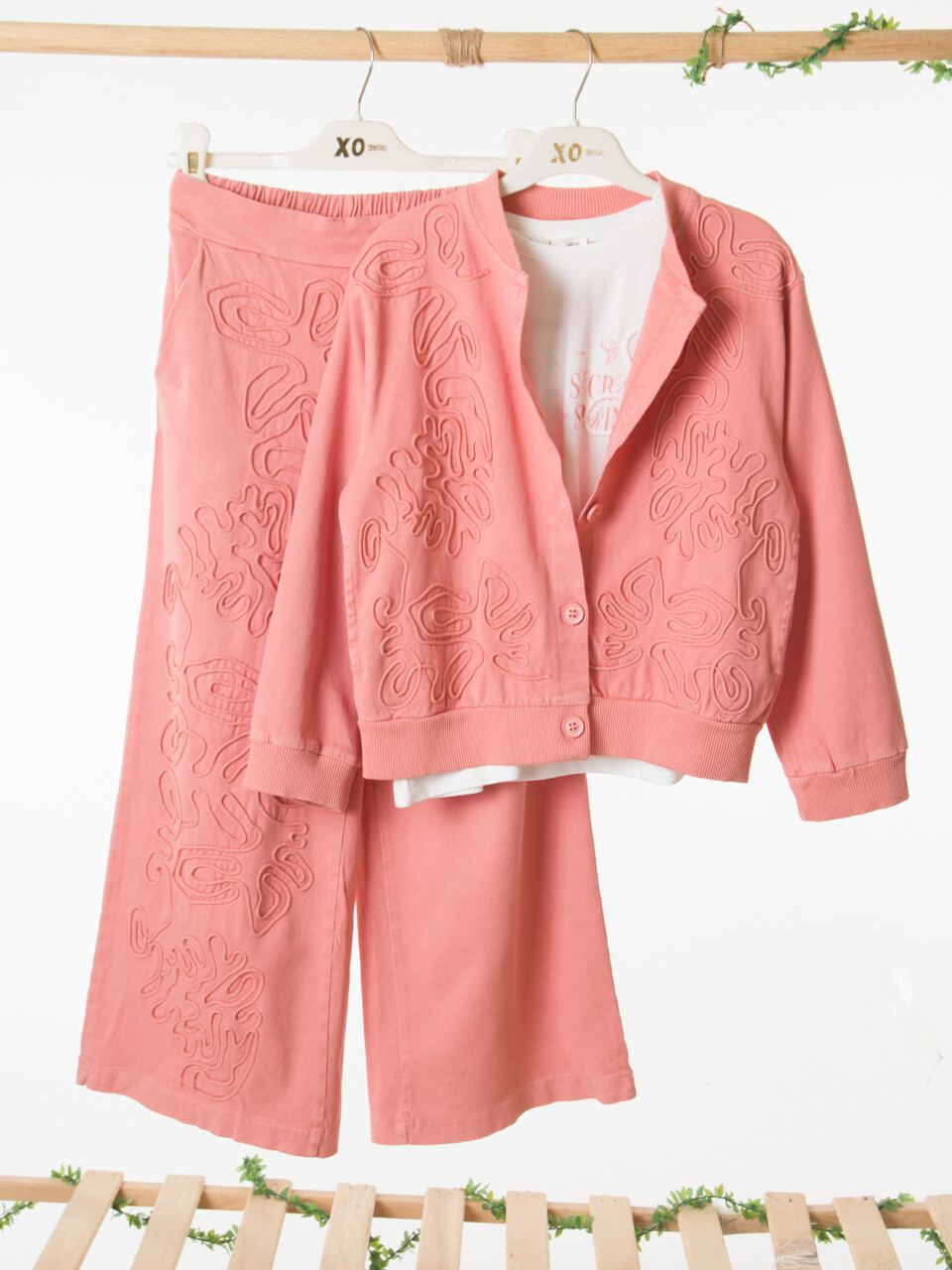 Kız Çocuk 3'lü Alt Üst Kombin Takmı 8-14 Yaş SET0488 Coral - 7