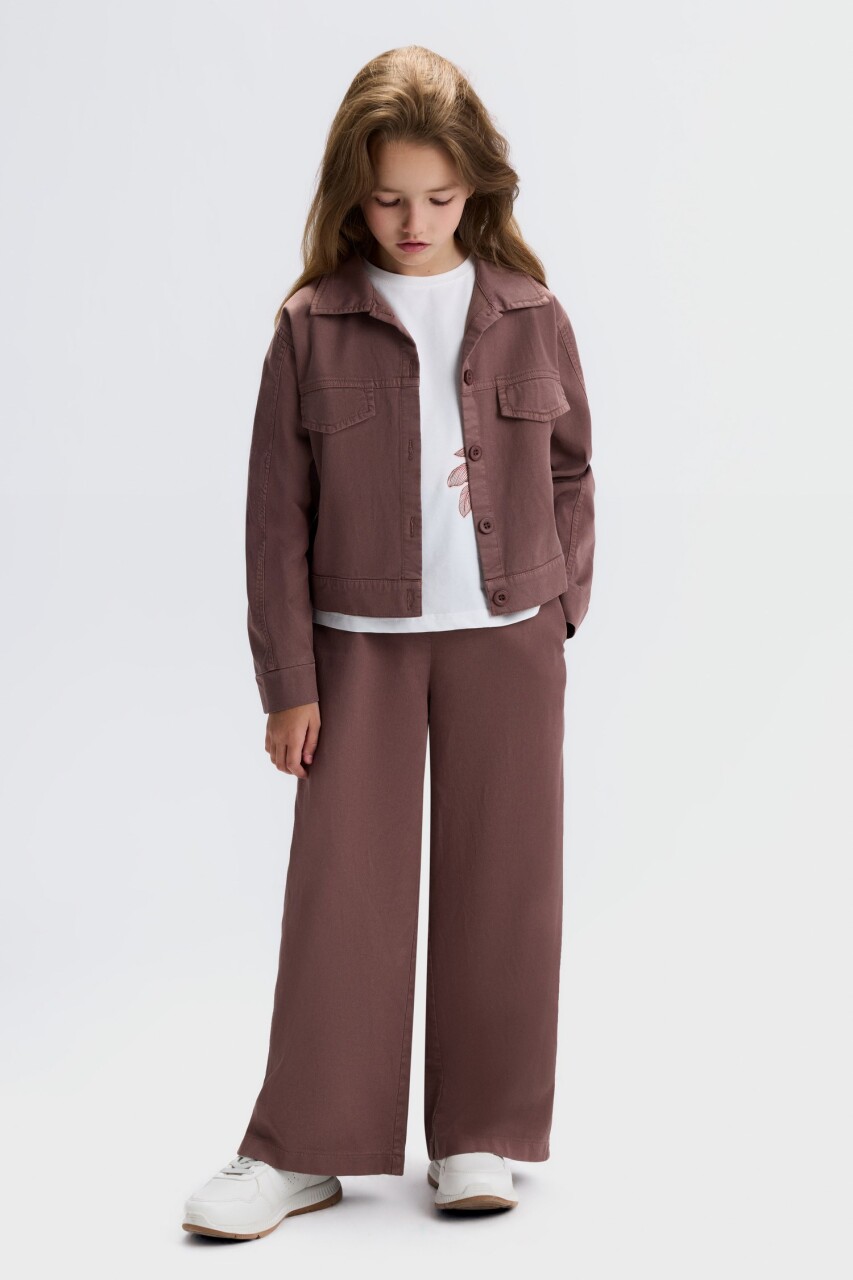 Kız Çocuk 3'lü Kombin Takmı 8-14 Yaş SET0526 Kahverengi - 1