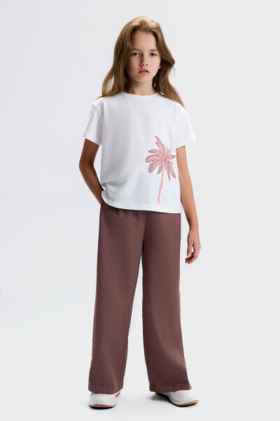 Kız Çocuk 3'lü Kombin Takmı 8-14 Yaş SET0526 Kahverengi - 5