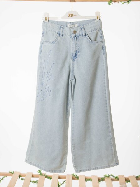 Kız Çocuk 3'lü Alt Üst Kombin Takmı 8-14 Yaş SET0498 Mavi - 12