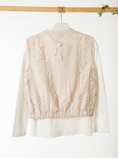 Kız Çocuk 3'lü Alt Üst Kombin Takmı 8-14 Yaş SET0495 Krem - 8