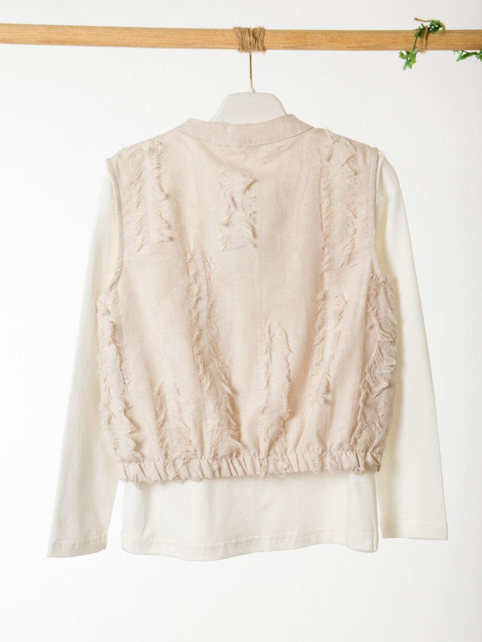 Kız Çocuk 3'lü Alt Üst Kombin Takmı 8-14 Yaş SET0495 Krem - 8