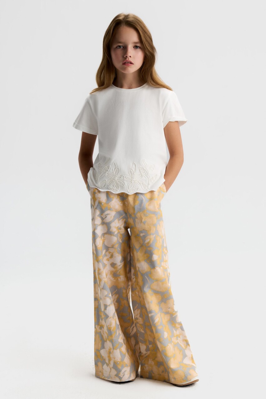 Kız Çocuk 3'lü Alt Üst Kombin Takmı 8-14 Yaş SET0527 Sarı - 4