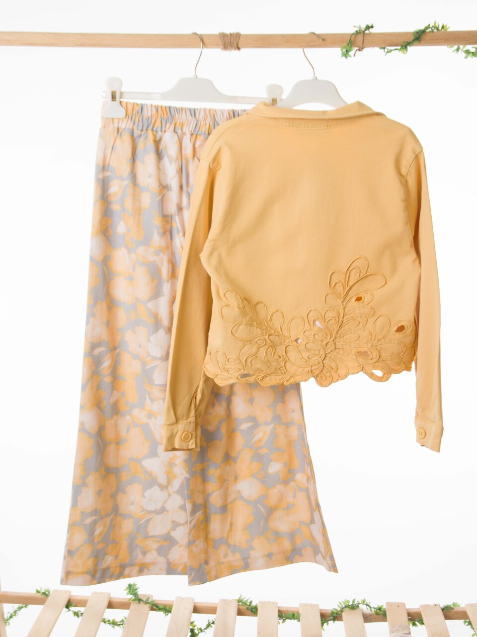 Kız Çocuk 3'lü Alt Üst Kombin Takmı 8-14 Yaş SET0527 Sarı - 5