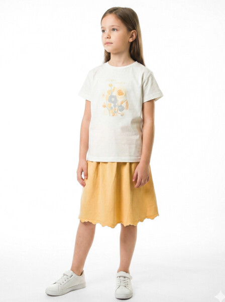 Kız Çocuk 2'li Alt Üst Kombin Takmı 8-14 Yaş SET0528 Sarı - NK KİDS