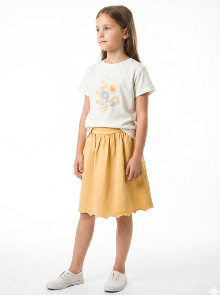 Kız Çocuk 2'li Alt Üst Kombin Takmı 8-14 Yaş SET0528 Sarı - 4