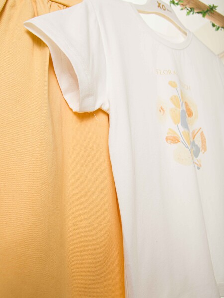 Kız Çocuk 2'li Alt Üst Kombin Takmı 8-14 Yaş SET0528 Sarı - 7