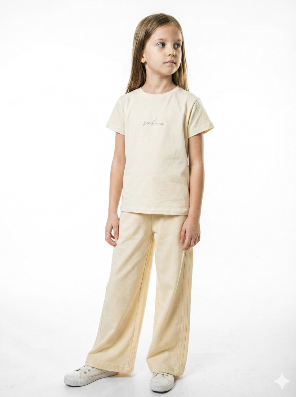 Kız Çocuk 3'lü Alt Üst Kombin Takmı SET0529 Krem - 3