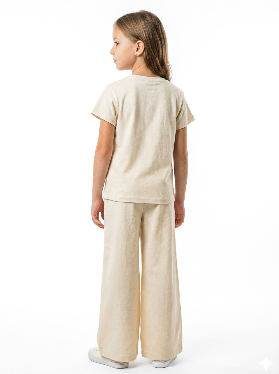 Kız Çocuk 3'lü Alt Üst Kombin Takmı SET0529 Krem - 4