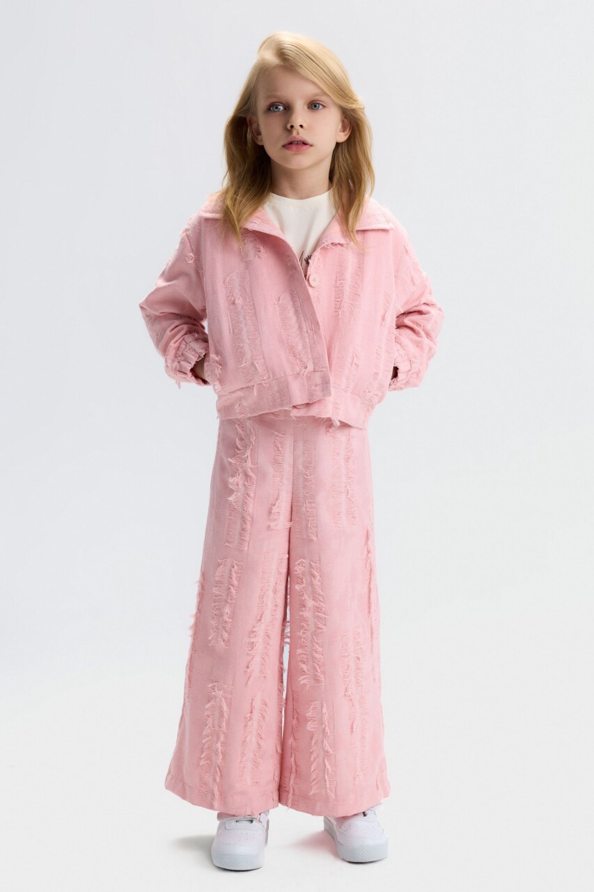 Kız Çocuk 3'lü Kombin Takmı 4-8 Yaş SET0534 Pudra - 1