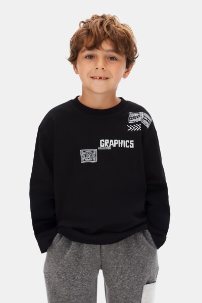 Erkek Çocuk Sweatshirt 4-8 Yaş 49504 Siyah - NK KİDS