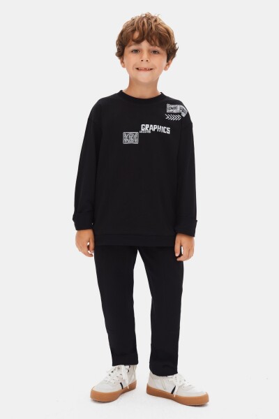 Erkek Çocuk Sweatshirt 4-8 Yaş 49504 Siyah - 2