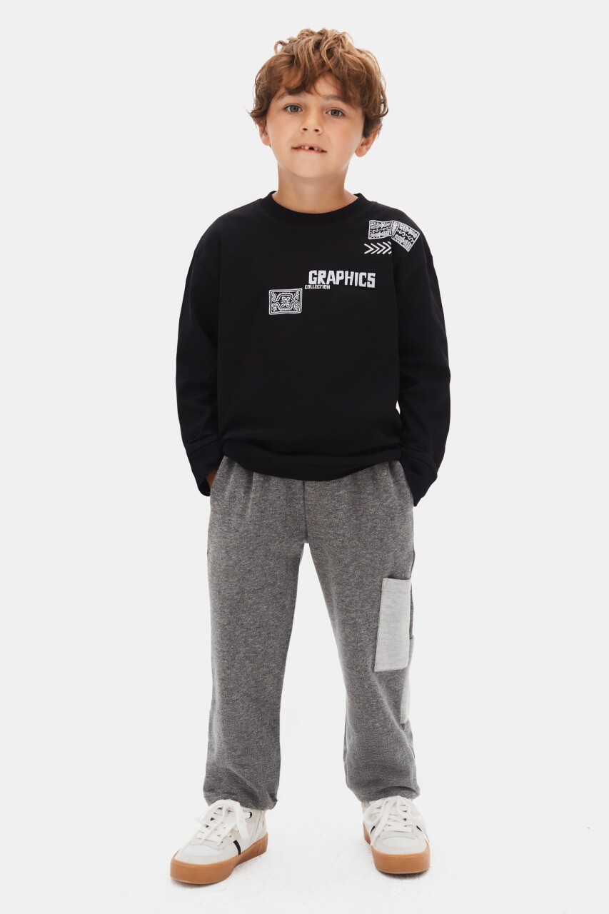 Erkek Çocuk Sweatshirt 4-8 Yaş 49504 Siyah - 4