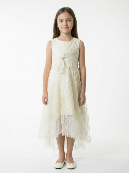 Kız Çocuk Yazlık Elbise 6-10 Yaş 71518 Krem - 1