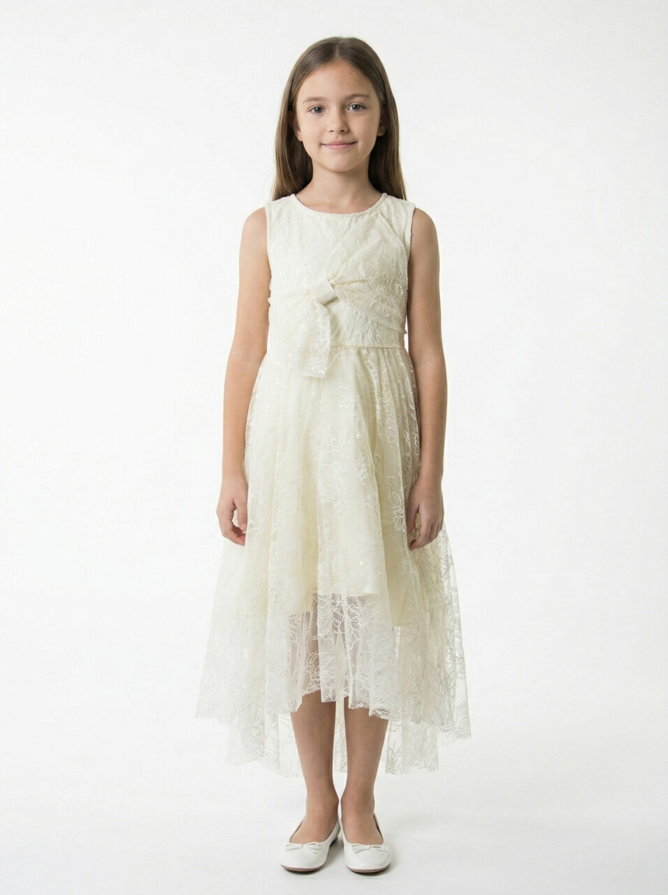 Kız Çocuk Yazlık Elbise 6-10 Yaş 71518 Krem - 1