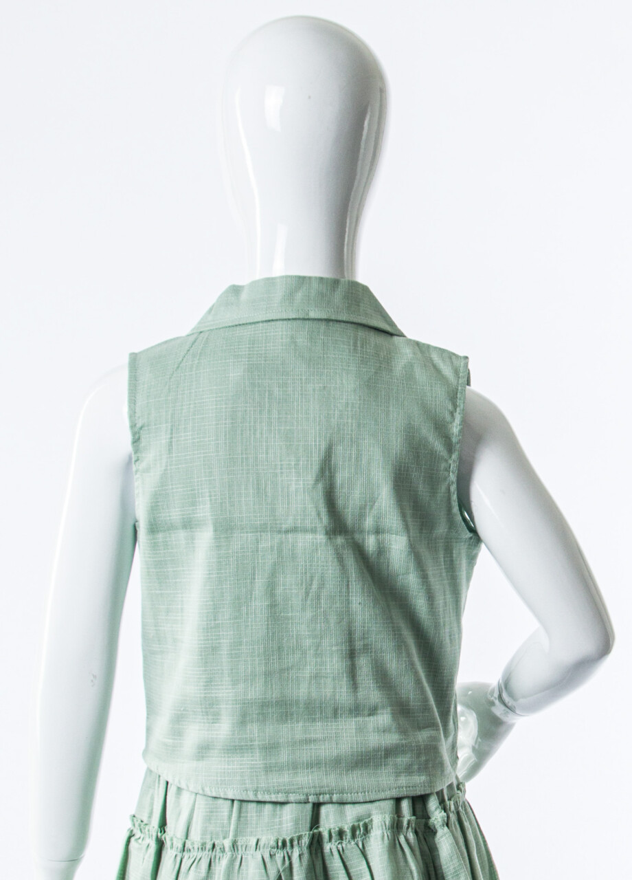 Kız Çocuk Yazlık 2'lı Alt Üst Takım (Yelek + Etek) 4-8 Yaş 11502 Mint - 2