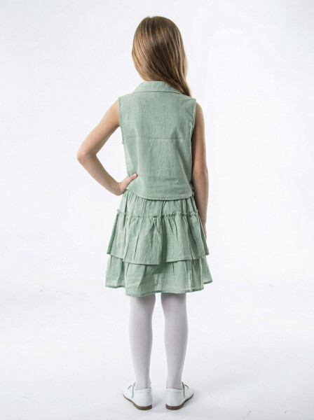 Kız Çocuk Yazlık 2'lı Alt Üst Takım (Yelek + Etek) 4-8 Yaş 11502 Mint - 3