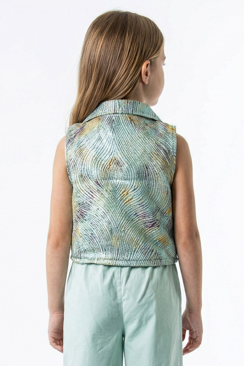 Kız Çocuk Yazlık Yelek 8-14 Yaş 31399 Mint - 2