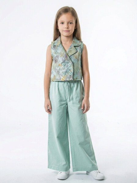 Kız Çocuk 2'li Alt Üst Kombin Takmı 8-14 Yaş SET0536 Turkuaz - NK KİDS