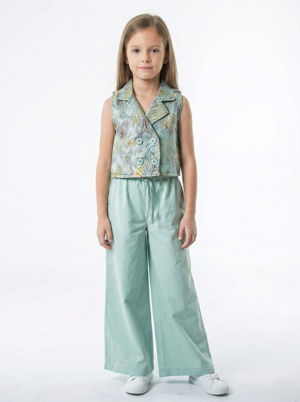 Kız Çocuk 2'li Alt Üst Kombin Takmı 8-14 Yaş SET0536 Turkuaz - 1