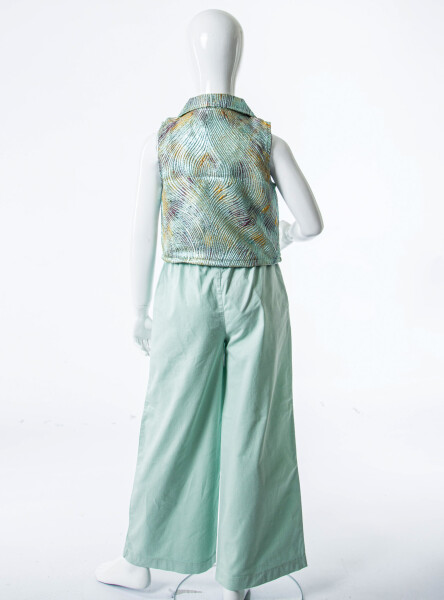 Kız Çocuk 2'li Alt Üst Kombin Takmı 8-14 Yaş SET0536 Turkuaz - 4